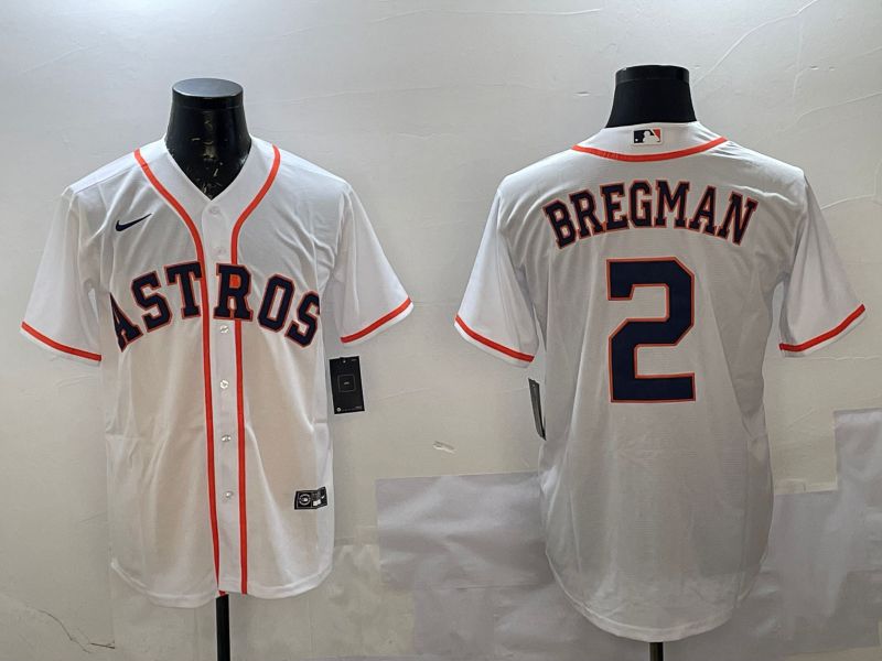 Men Houston Astros 2 Bregman White Game 2025 Nike MLB Jersey style 1